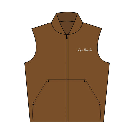 Embroidered Duck Cloth Work Vest — "Dye Panda" Chest Script